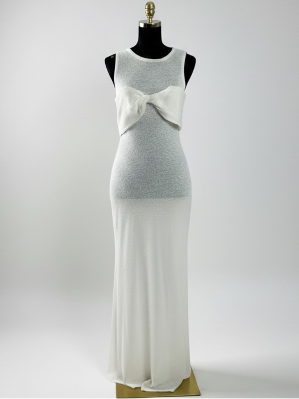 Sunday in Brooklyn Ivory Knit Maxi Cover Up Bow Front Sleeveless Size S NWT